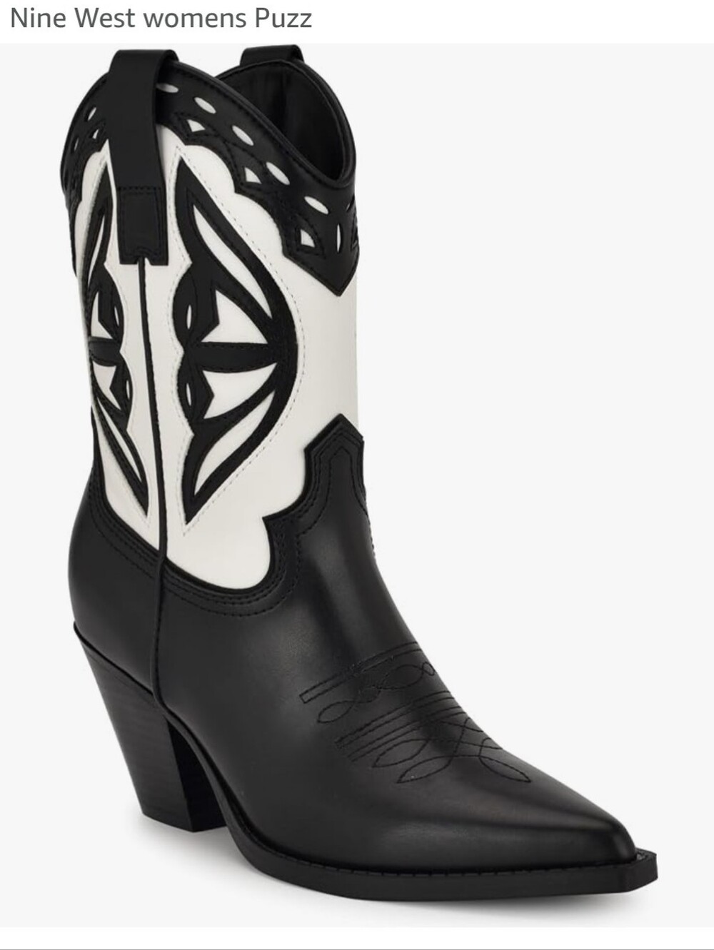 Nine West Women’s Black & White Western Ankle Boot